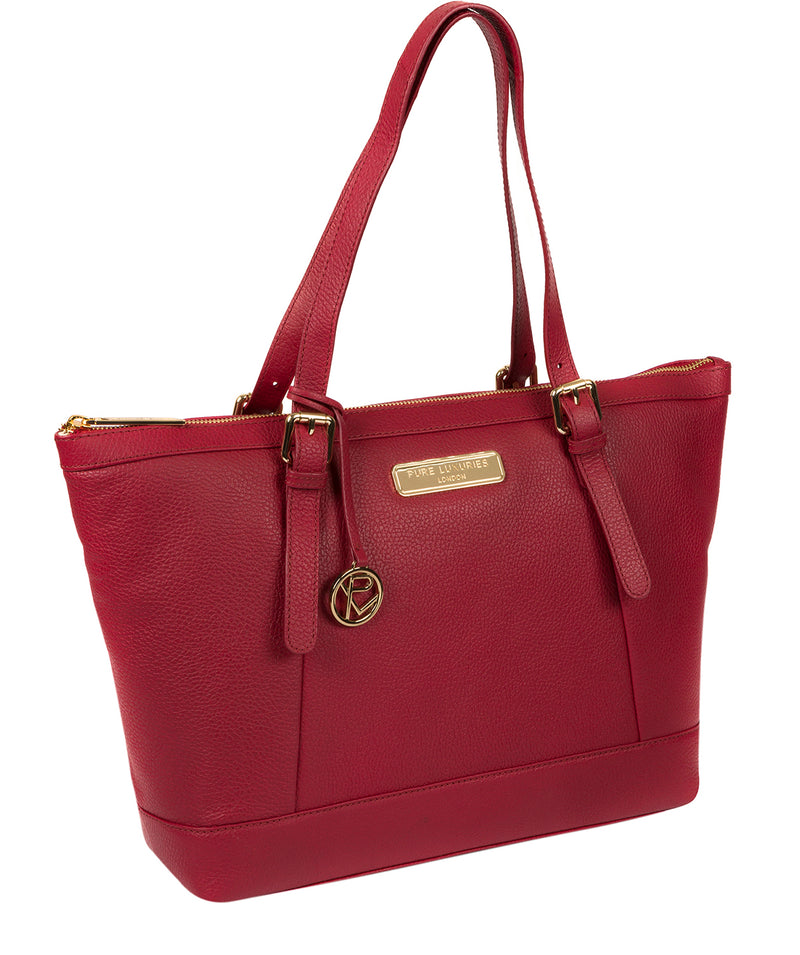 'Emily' Berry Red Leather Tote Bag image 5