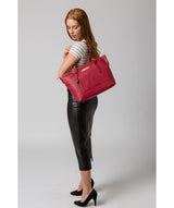 'Emily' Berry Red Leather Tote Bag image 2