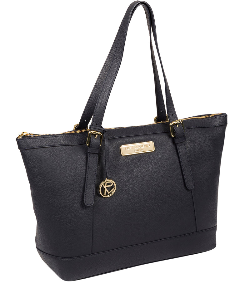 'Emily' Navy Leather Tote Bag Pure Luxuries London