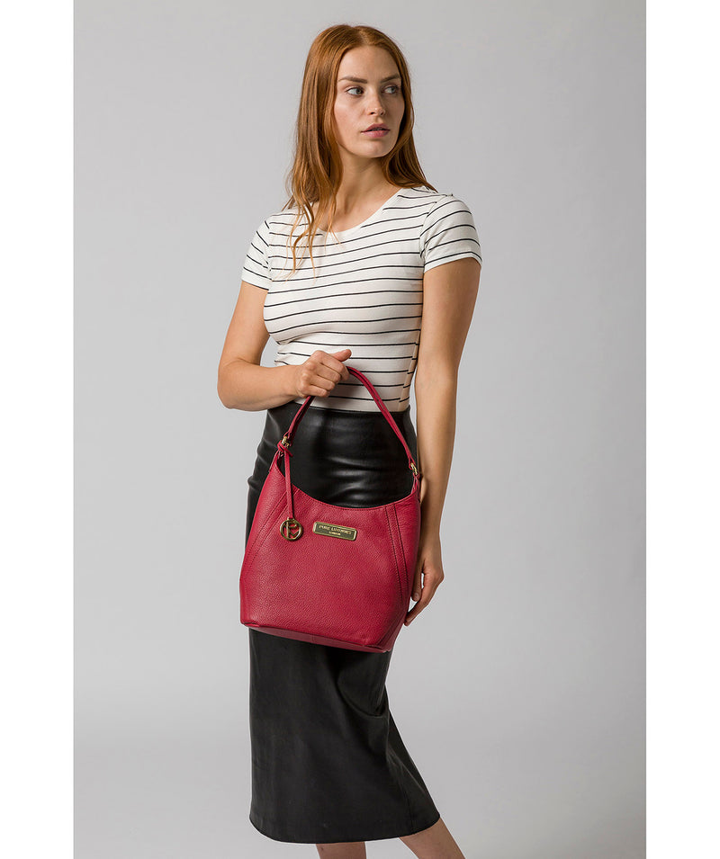 'Abigail' Berry Red Leather Shoulder Bag image 7