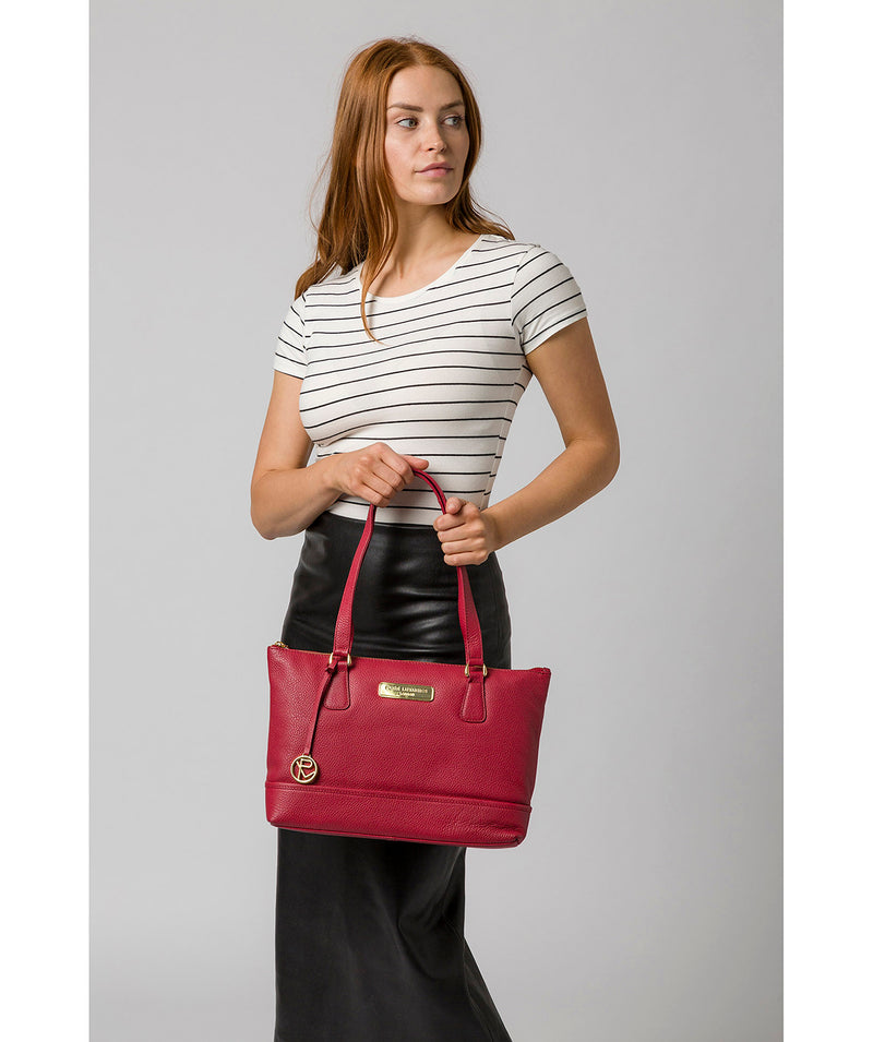 'Keira' Berry Red Leather Tote Bag image 2