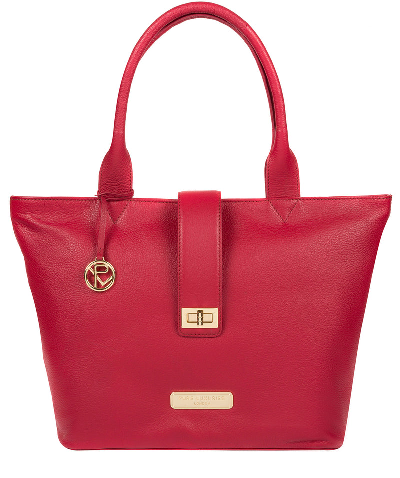 'Annabelle' Berry Red Leather Tote Bag image 1
