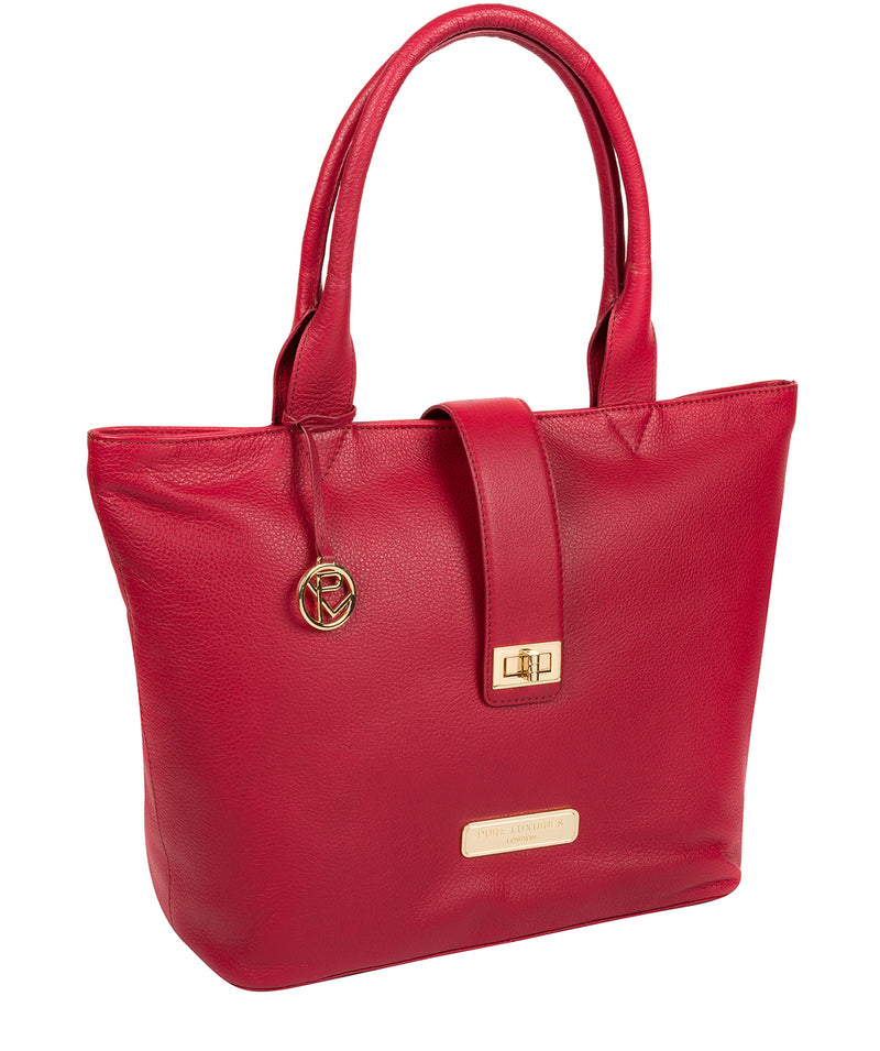 'Annabelle' Berry Red Leather Tote Bag image 5