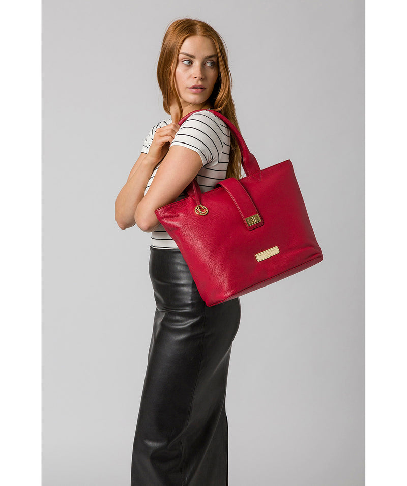 'Annabelle' Berry Red Leather Tote Bag image 2