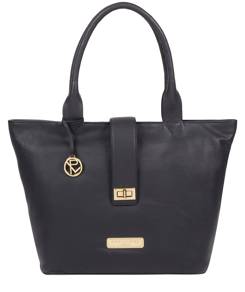 'Annabelle' Navy Leather Tote Bag image 1
