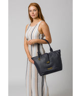 'Annabelle' Navy Leather Tote Bag image 2
