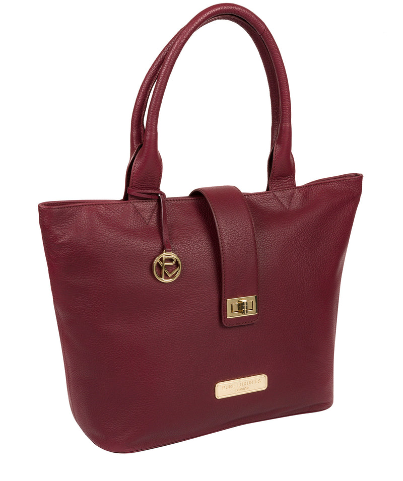 'Annabelle' Pomegranate Leather Tote Bag image 5