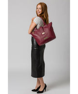 'Annabelle' Pomegranate Leather Tote Bag image 2