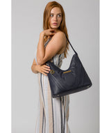'Felicity' Navy Leather Shoulder Bag image 2