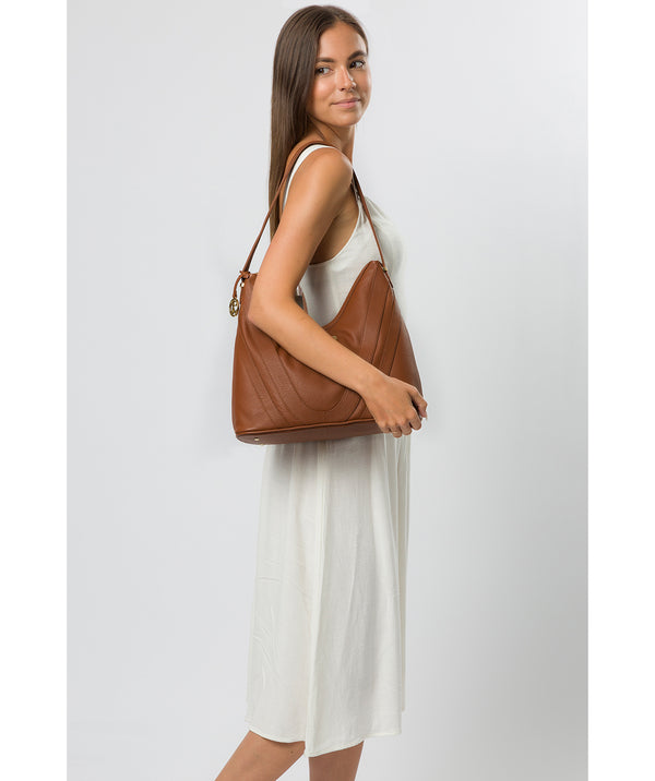 'Felicity' Tan Leather Shoulder Bag