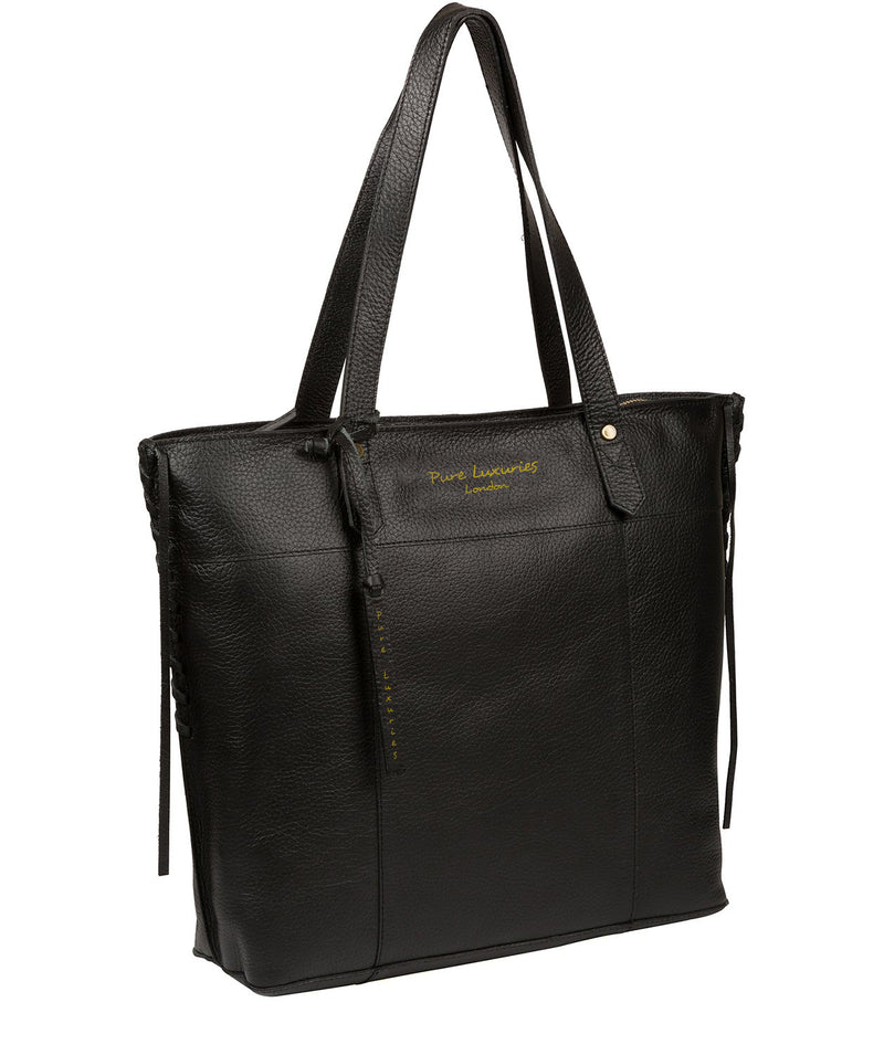 'Hampstead' Jet Black Leather Tote Bag