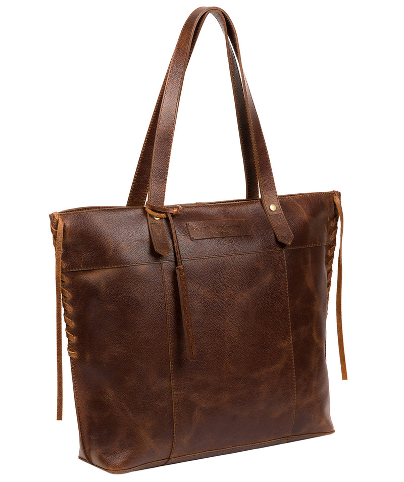 'Hampstead' Vintage Brown Leather Tote Bag image 5