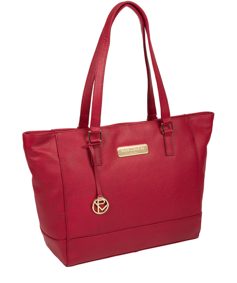 'Sophie' Berry Red Leather Tote Bag Pure Luxuries London