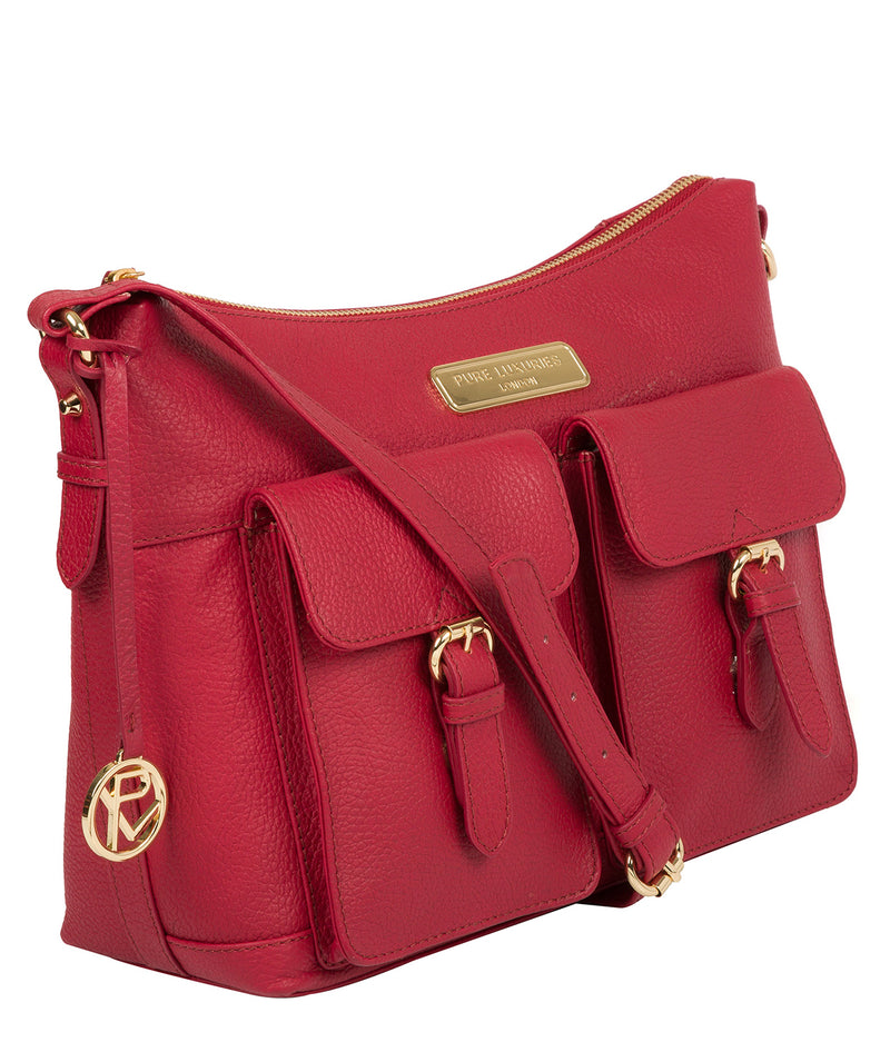 'Jenna' Berry Red Leather Shoulder Bag image 5