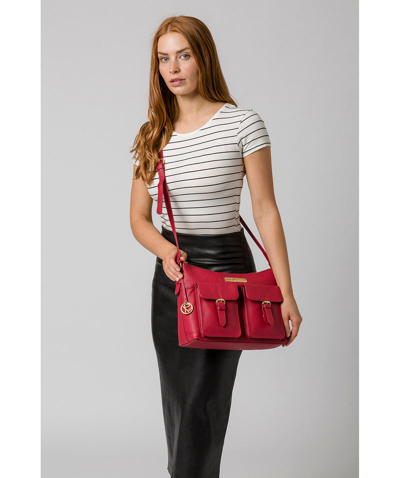 'Jenna' Berry Red Leather Shoulder Bag image 2