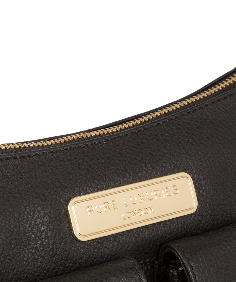 'Jenna' Black Leather Shoulder Bag image 7
