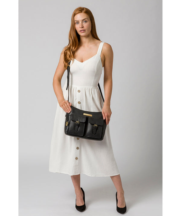'Jenna' Black Leather Shoulder Bag image 2