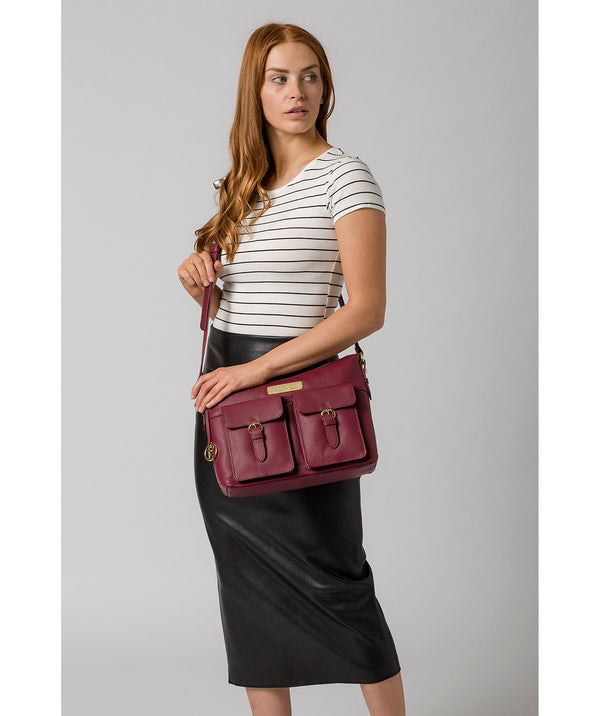 'Jenna' Pomegranate Leather Shoulder Bag image 2