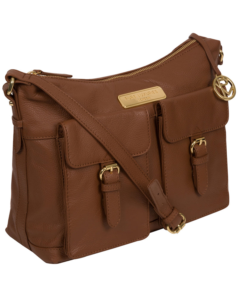 'Jenna' Tan Leather Shoulder Bag