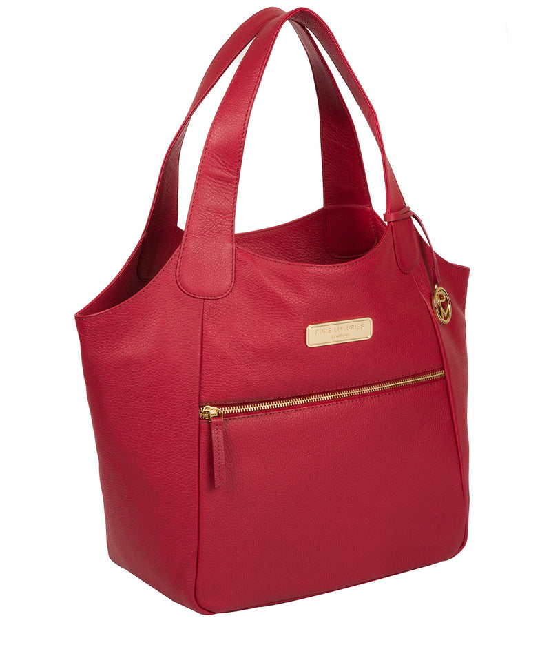 'Roxanne' Berry Red Leather Tote Bag image 5