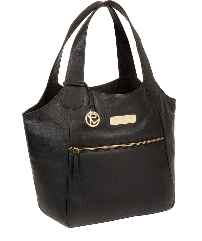 'Roxanne' Black Leather Tote Bag image 5