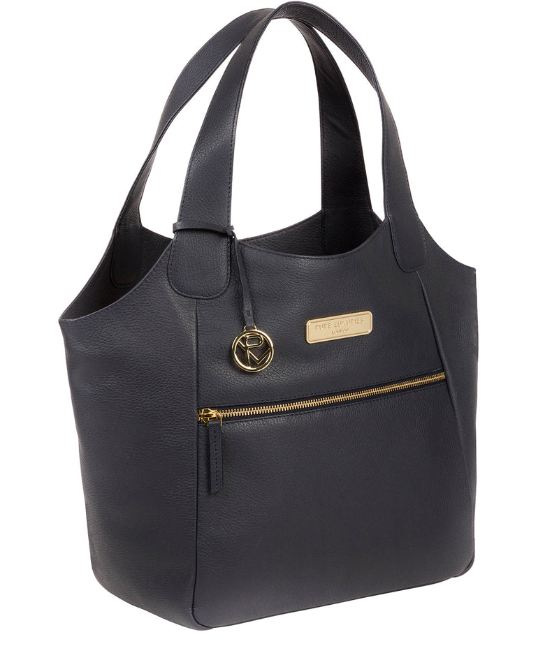 'Roxanne' Navy Leather Tote Bag image 5