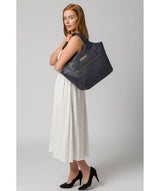 'Roxanne' Navy Leather Tote Bag image 2