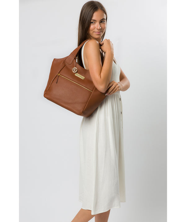 'Roxanne' Tan Leather Tote Bag