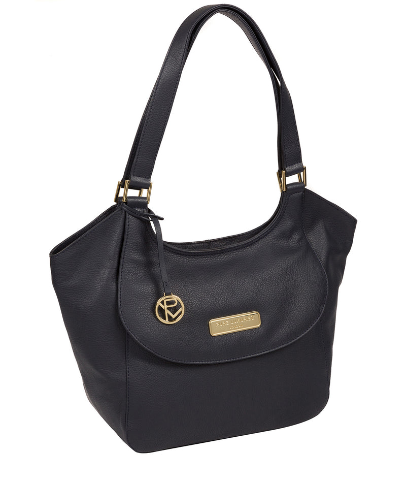 'Grace' Navy Leather Tote Bag image 5
