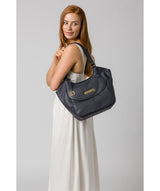'Grace' Navy Leather Tote Bag image 2