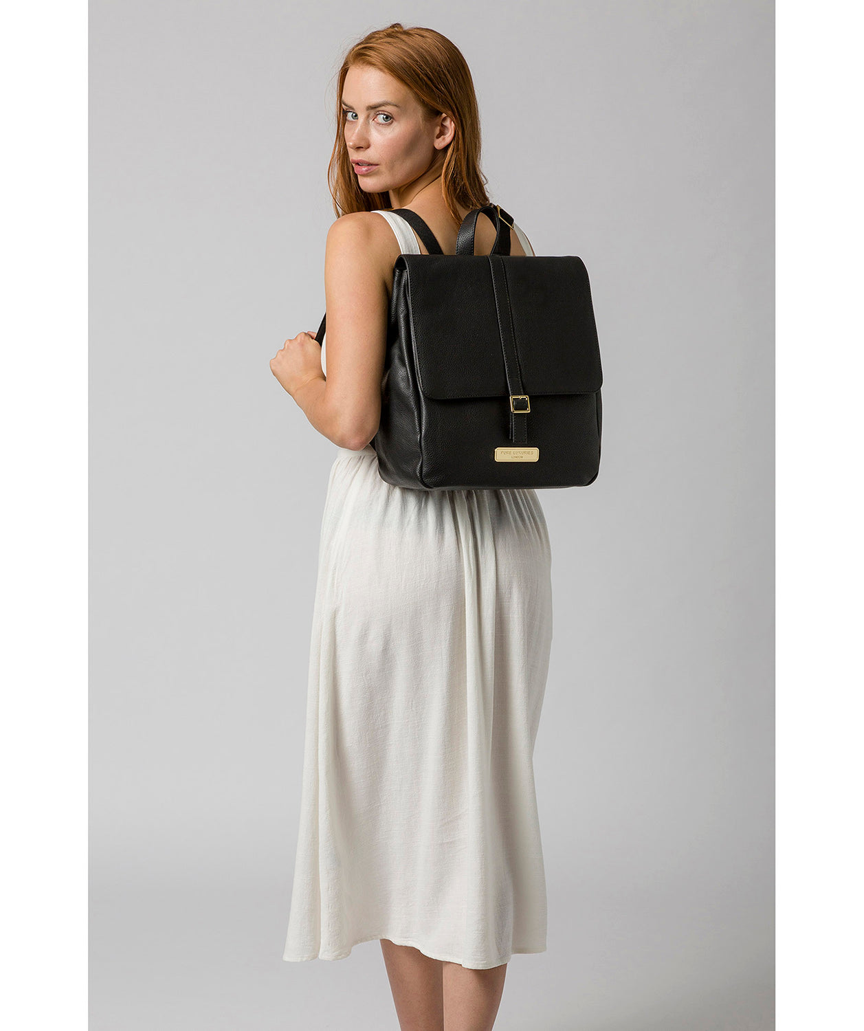 Black Leather Backpack 'Daisy' by Pure Luxuries