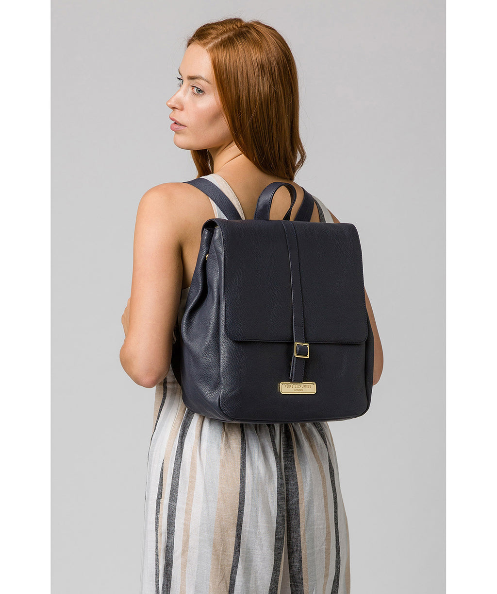 Blue Leather Backpack 'Daisy' by Pure Luxuries Pure Luxuries London
