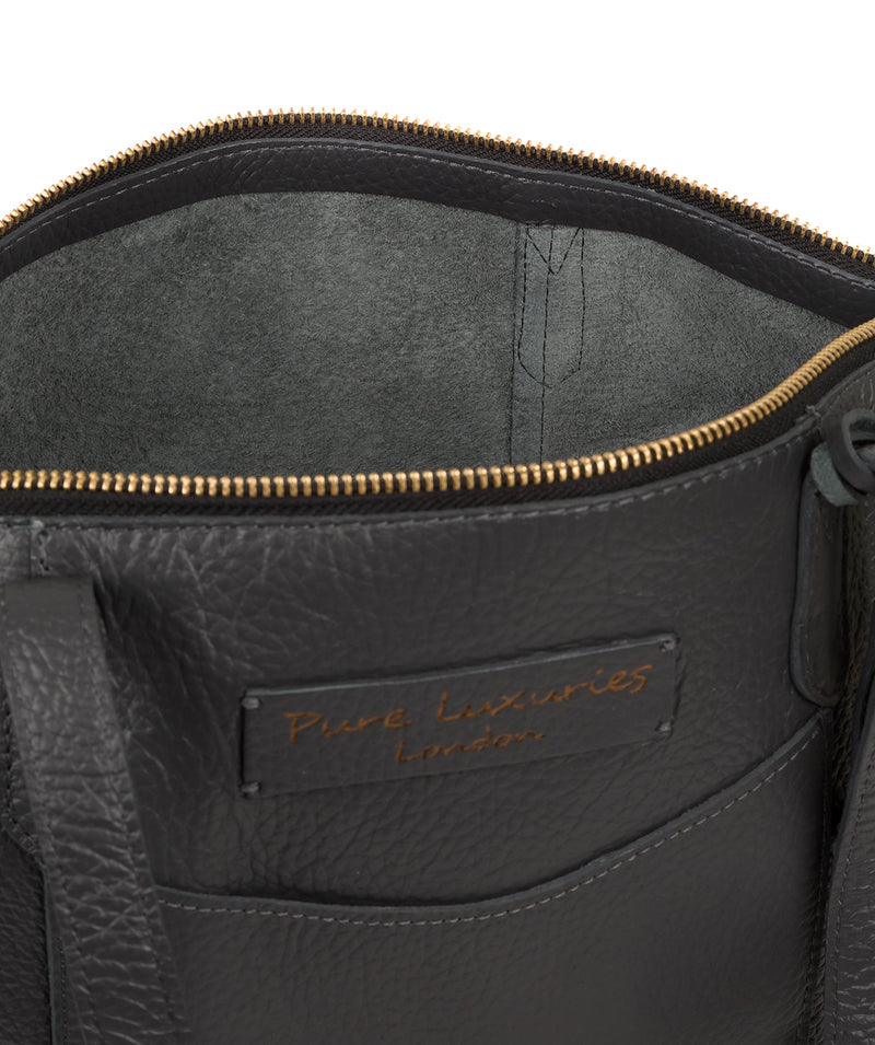 'Oval' Slate Leather Tote Bag