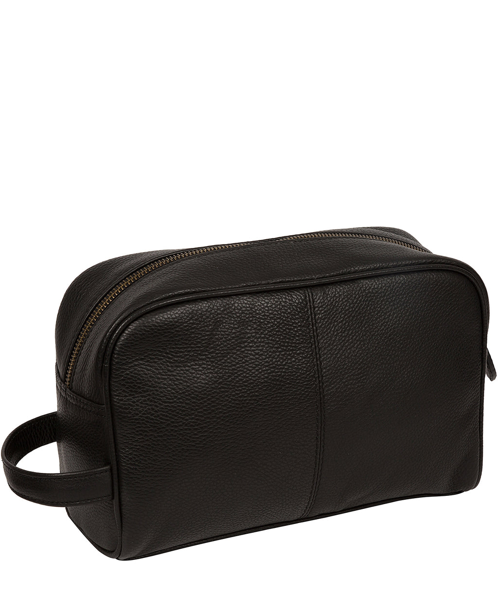Black Leather Washbag 'Stream' by Pure Luxuries – Pure Luxuries London