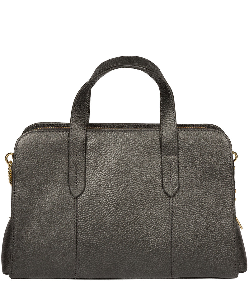 'Amelie' Metallic Dark Silver Leather Handbag image 3