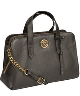 'Amelie' Metallic Dark Silver Leather Handbag image 6