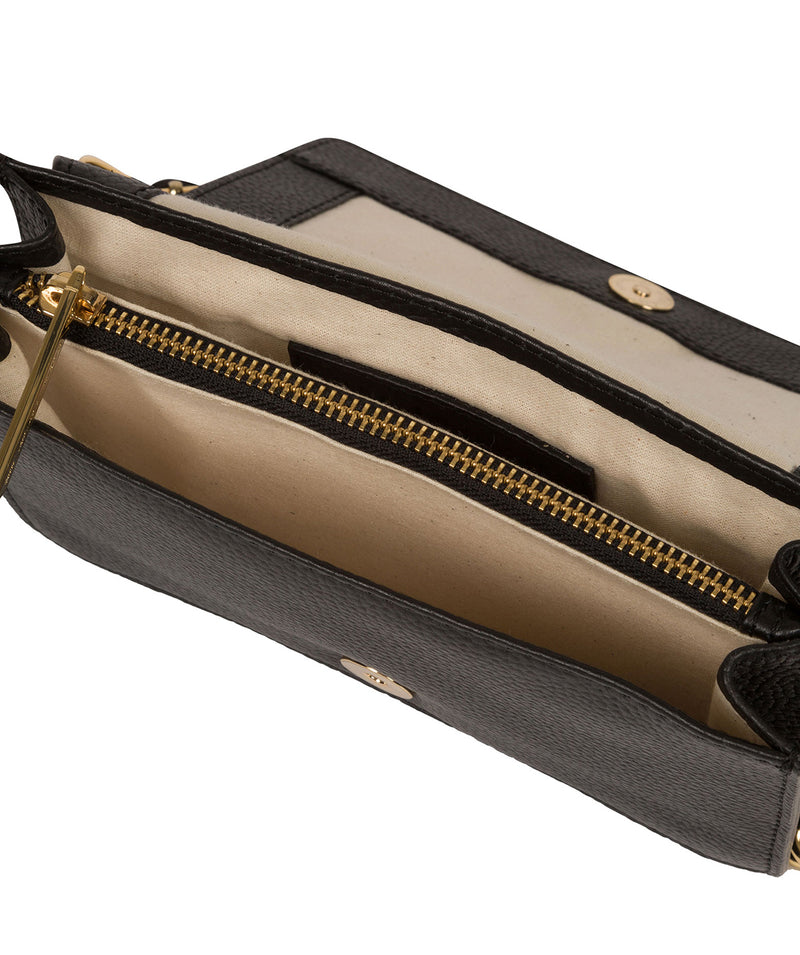 'Esmee' Black Leather Cross Body Clutch Bag Pure Luxuries London