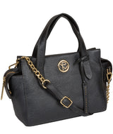 'Lisette' Metallic Blue Steel Leather Handbag image 5