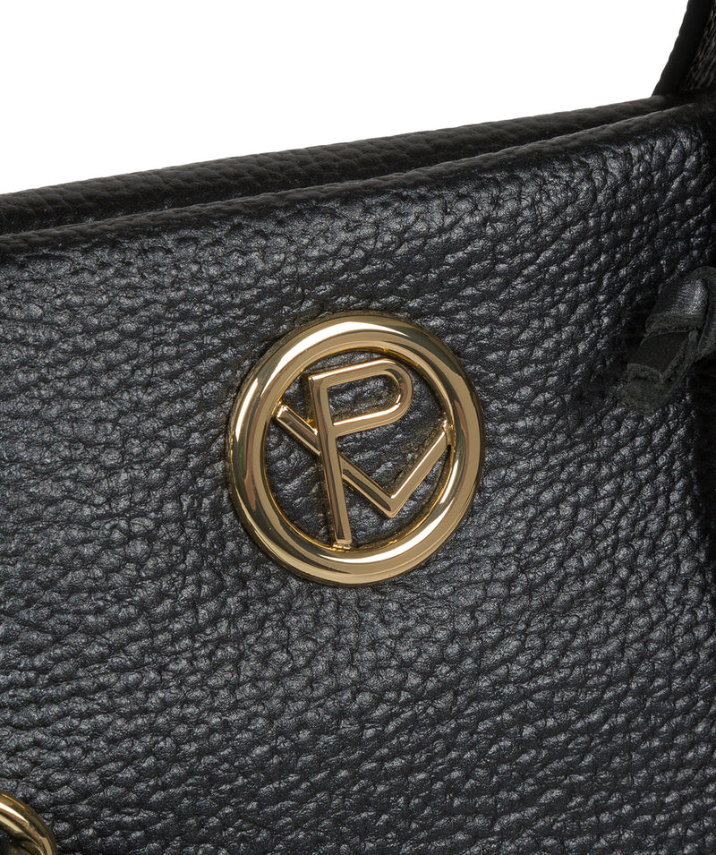 'Lisette' Metallic Blue Steel Leather Handbag image 6