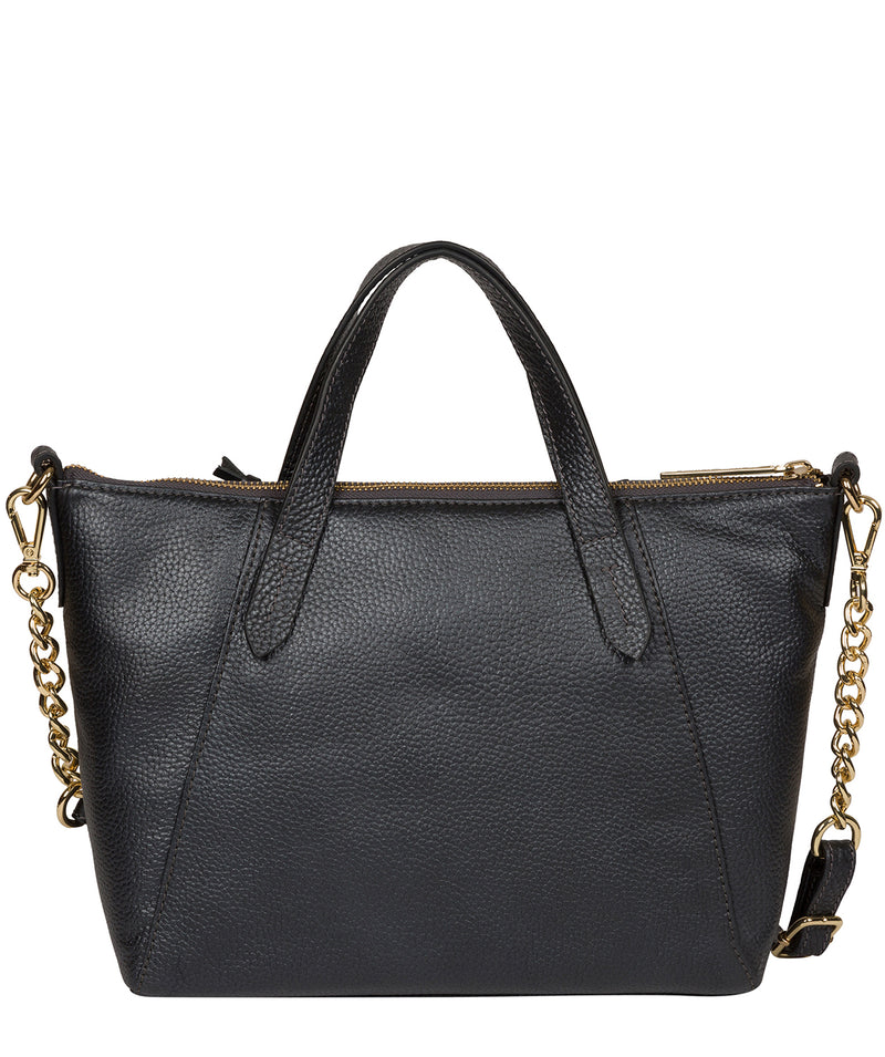 'Claudette' Metallic Blue Steel Leather Handbag image 3