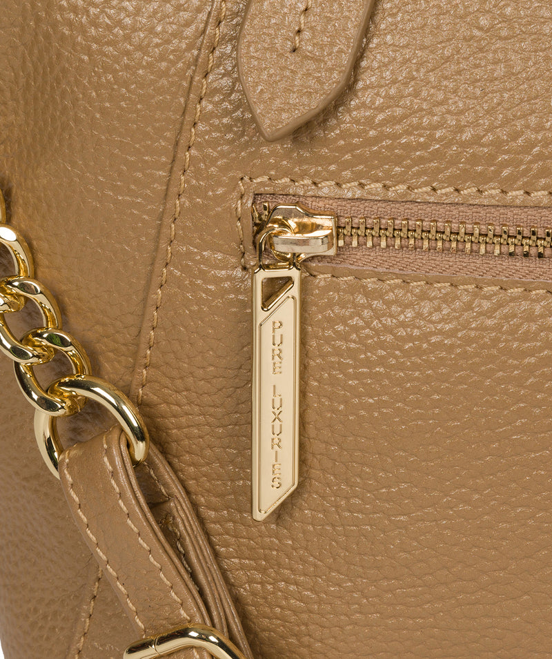 'Claudette' Metallic Champagne Leather Handbag image 6