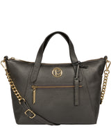 'Claudette' Metallic Dark Silver Leather Handbag image 1