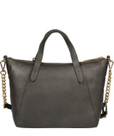 'Claudette' Metallic Dark Silver Leather Handbag image 3