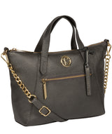 'Claudette' Metallic Dark Silver Leather Handbag image 5