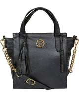 'Lynette' Metallic Blue Steel Leather Handbag image 1