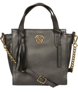 'Lynette' Metallic Dark Silver Leather Handbag image 1
