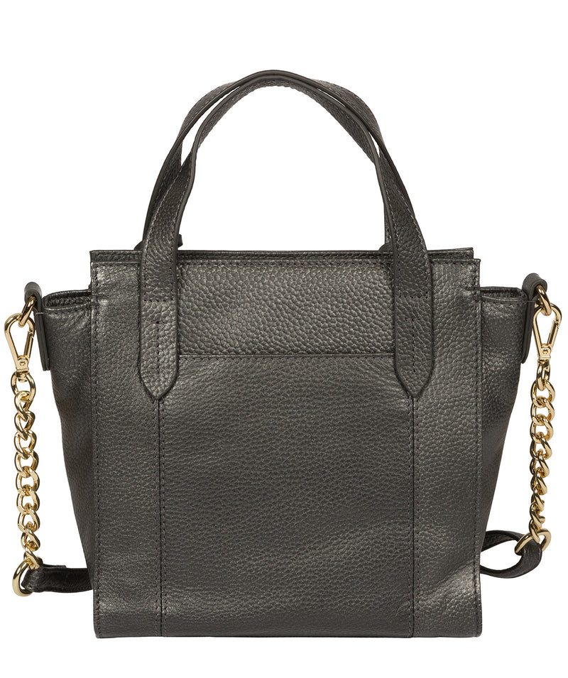 'Lynette' Metallic Dark Silver Leather Handbag image 3