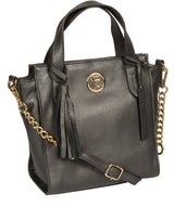 'Lynette' Metallic Dark Silver Leather Handbag image 5