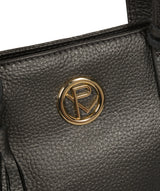 'Lynette' Metallic Dark Silver Leather Handbag image 6
