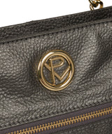 'Nannette' Metallic Dark Silver Leather Shoulder Bag Pure Luxuries London
